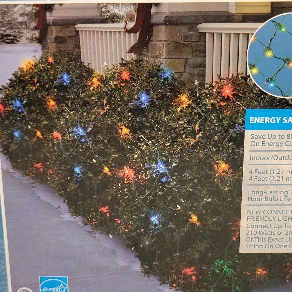 70 Multi Color LED Net Lights Holiday Time Green Wire Indoor Outdoor 4x4 Walmart